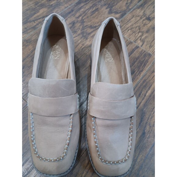 Crown Vintage tan shoes leather womens size 7.5 2" heels - Picture 1 of 7